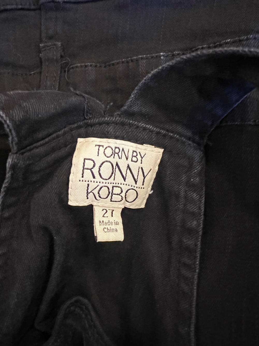 Torn by Ronny Kobo Denim Flare Leg Overalls Black Wash Size 27 Contemporary - Picture 3 of 7